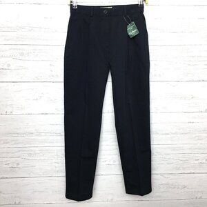 NEW L.L. Bean Womens Black Pleated Front Chinos Wrinkle Resistant Cotton size 4P